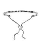 Intuitions Stainless Steel A FRIEND IS A LIFETIME GIFT Diamond Accent Adjustable Bracelet fine designer jewelry for men and women